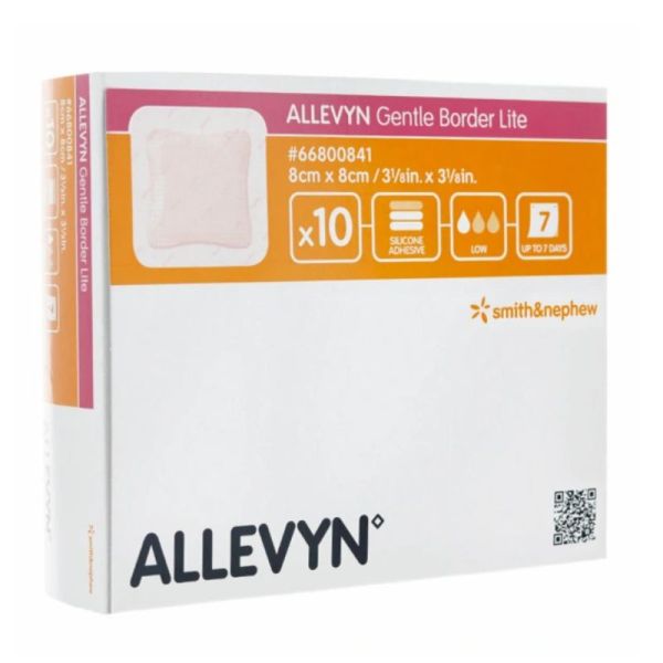 Allevyn Gentle Border Lite Carré Pansement hydrocellulaire 8X8 10