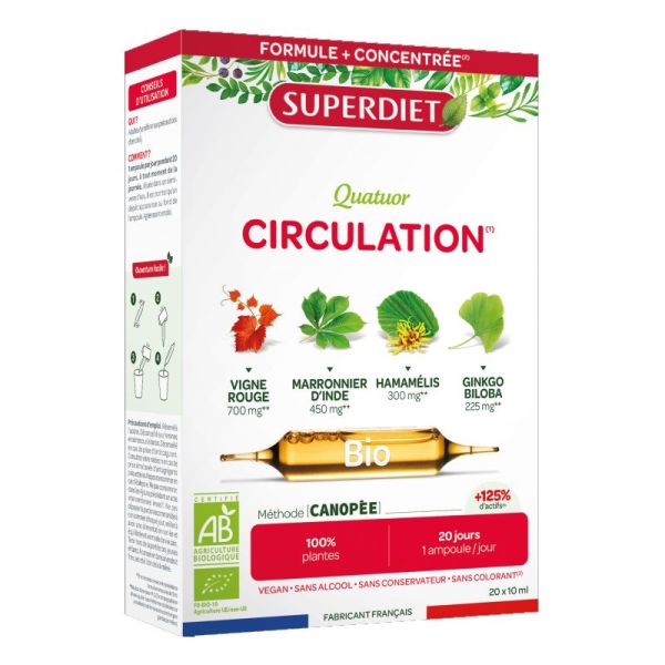 Superdiet Quatuor circulation bio 20 ampoules