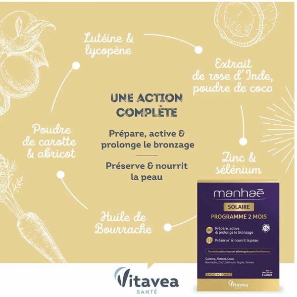 Manhaé Solaire cure de 2 mois 60 gélules