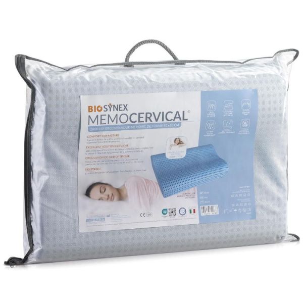 Biosynex MEMOCERVICAL oreiller ergonomique rectangulaire à mémoire de forme 40 x 60cm