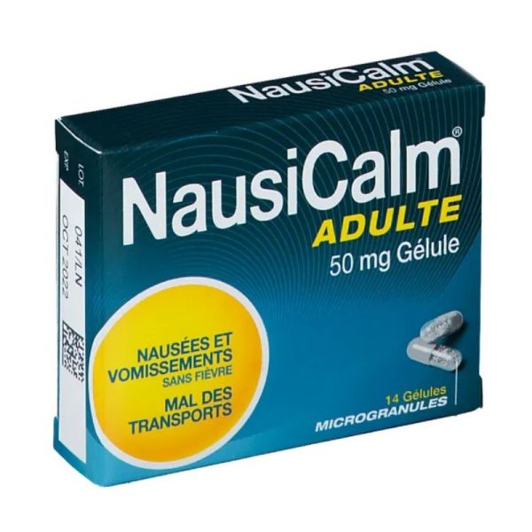 NausiCalm nausées et mal des transports adulte 50mg 14 gélules