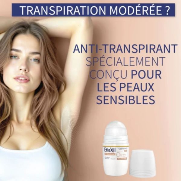 Etiaxil anti-transpirant roll-on Tolérance 48h peaux sensibles 50ml