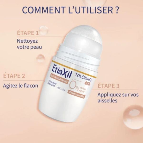 Etiaxil anti-transpirant roll-on Tolérance 48h peaux sensibles 50ml