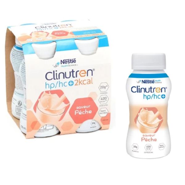 Clinutren HP/HC+ boisson saveur pêche 4 x 200 ml