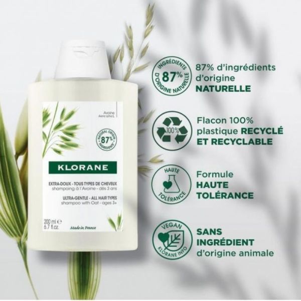 Klorane Avoine shampooing extra-doux tous cheveux 200ml