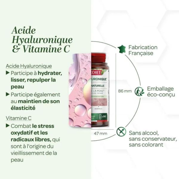 Superdiet acide hyaluronique & vitamine C naturelle 90 gélules