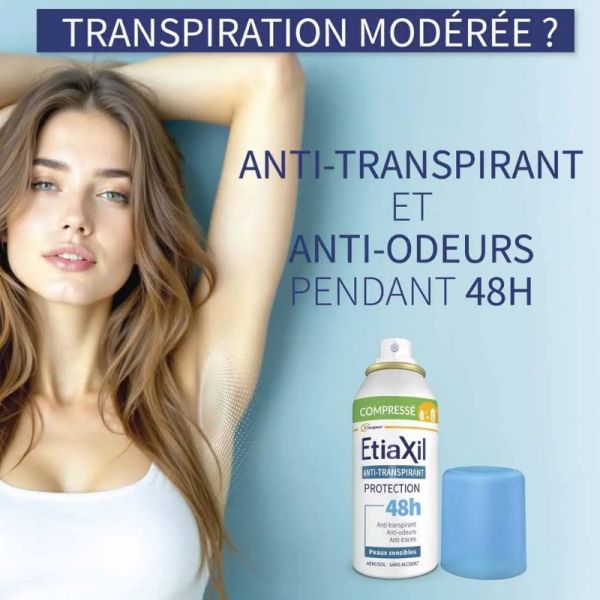 Etiaxil anti-transpirant aérosol compressé protection 48h peaux sensibles 100ml