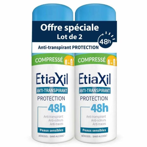 Etiaxil déodorant anti-transpirant aérosol compressé protection 48h peaux sensibles 2x100ml