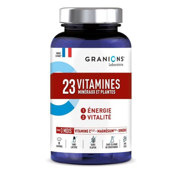 Granions 23 vitamines minéraux et plantes énergie 90 comprimés