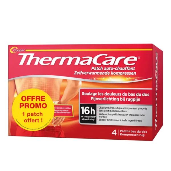 Thermacare Patchs auto chauffant soulage les douleurs du bas du dos 3+1 offert