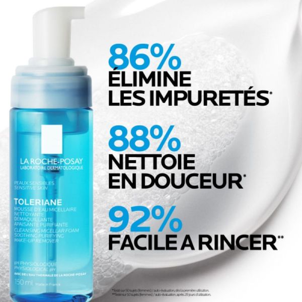 Roche Posay Tolériane mousse d'eau micellaire nettoyante démaquillante 150ml