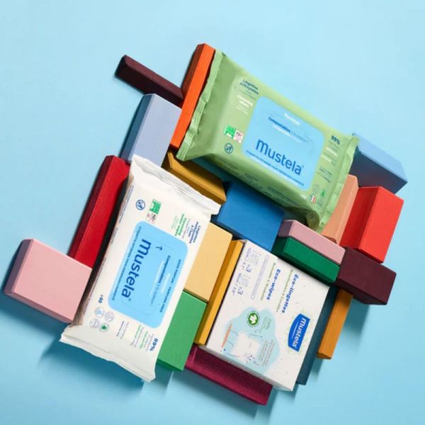 Mustela lingettes nettoyantes compostables parfumée 60 lingettes