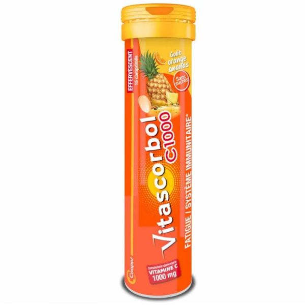 Vitascorbol vitamine C1000 goût orange ananas 15 comprimés effervescents