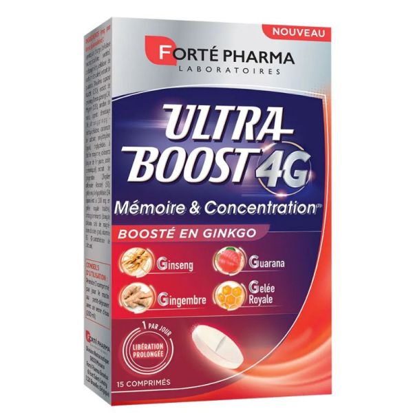 Forté Pharma ultra boost 4G mémoire & concentration Ginseng Ginkgo 15 comprimés