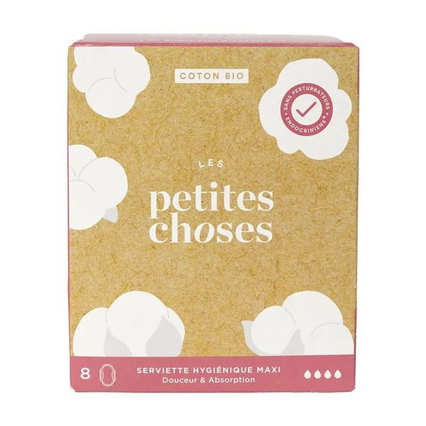 Les Petites Choses serviettes hygiéniques extra long coton bio boîte de 8