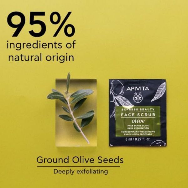 Apivita express beauty gommage visage exfoliation profonde à l'olive 2x8ml