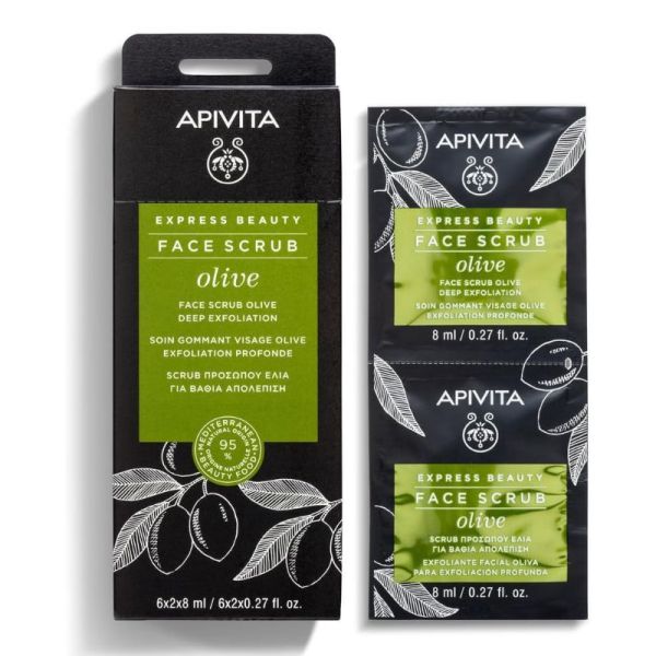 Apivita express beauty gommage visage exfoliation profonde à l'olive 2x8ml