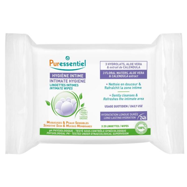 Puressentiel Hygiène Intime 25 lingettes quotidiennes Bio