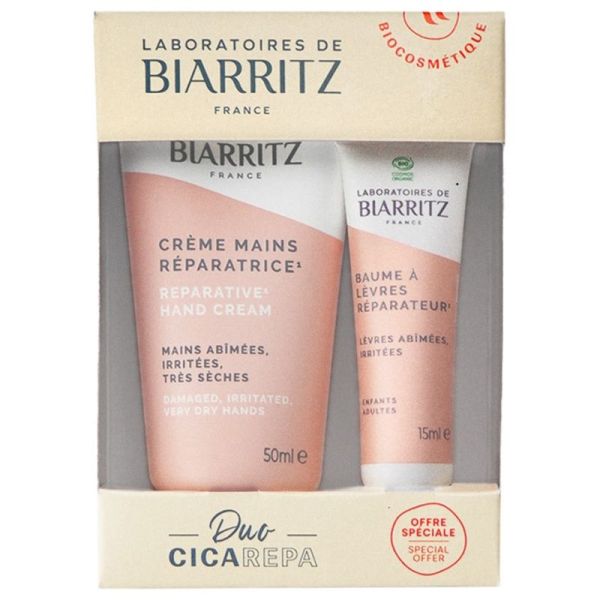 Laboratoires de Biarritz Crème Mains Réparatrice Bio 50 ml + Baume à Lèvres Réparateur Bio 15 ml