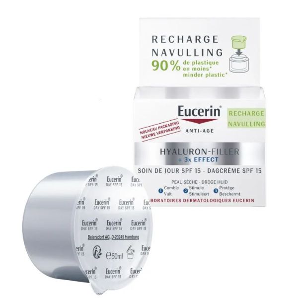 Eucerin Hyaluron-Filler + 3x Effect soin de jour spf15 peau sèche recharge 50 ml