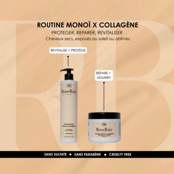 RoseBaie shampoing monoï & collagène protection & revitalisation 500ml
