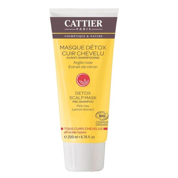 Cattier masque détox cuir chevelu Argile Rose et Extrait de Citron 200 ml