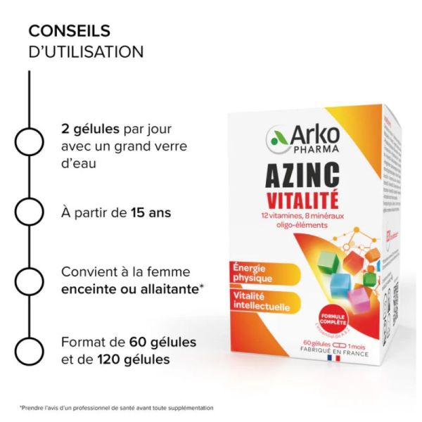 Arkopharma Azinc Vitalité 120 Gélules