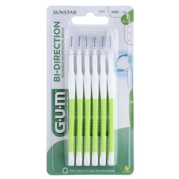 Gum Proxabrush 6 Brossettes Interdentaires 0.7mm Bi-direction