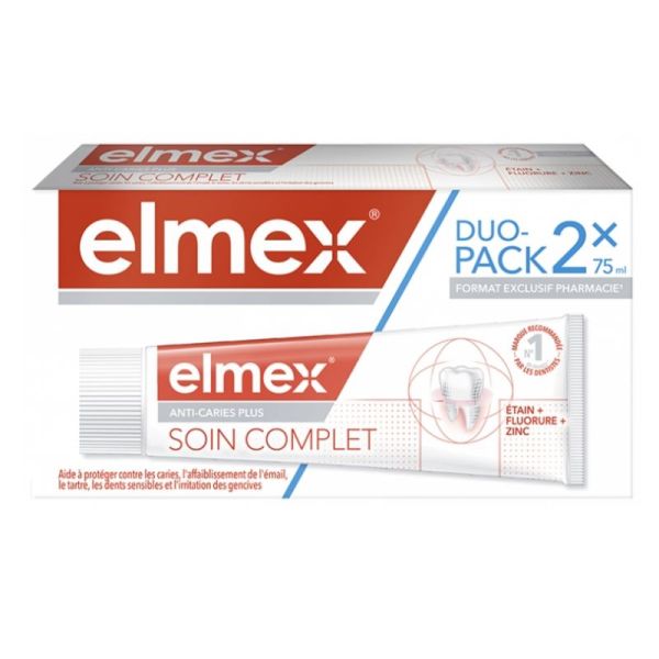 Elmex Soin Complet Dentifrice Anti-Caries Plus Lot de 2 x 75 ml