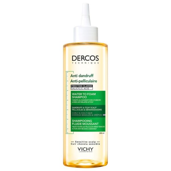 Vichy Dercos shampoing fluide moussant anti-pelliculaire cheveux bouclés crépus 200 ml