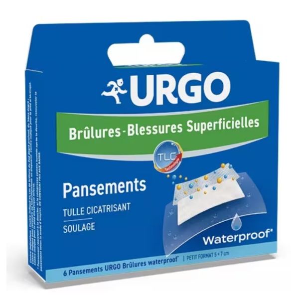 Urgo brûlures blessures superficielles pansements waterproof 5 x 7cm 6 unités