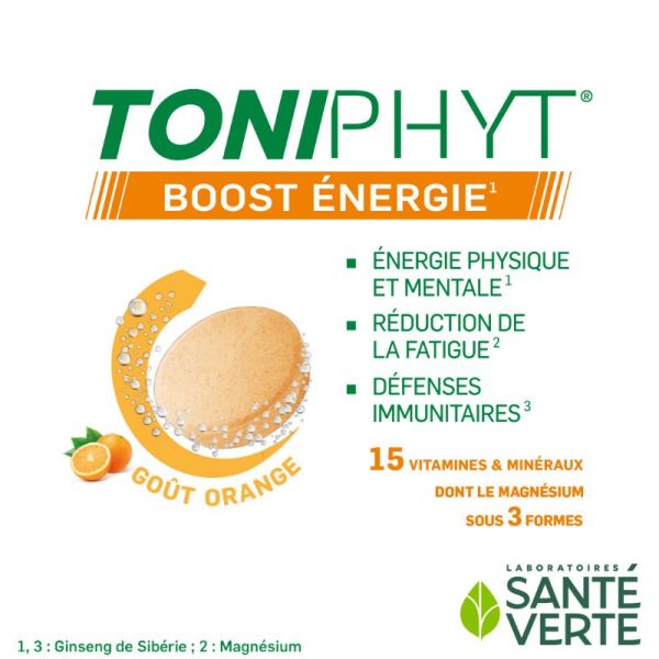 Sante Verte Toniphyt Boost goût Orange 30 +15 comprimés effervescents