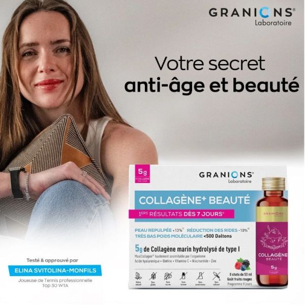 Granions Collagène beauté 8 shots 5ml goût fruits rouges