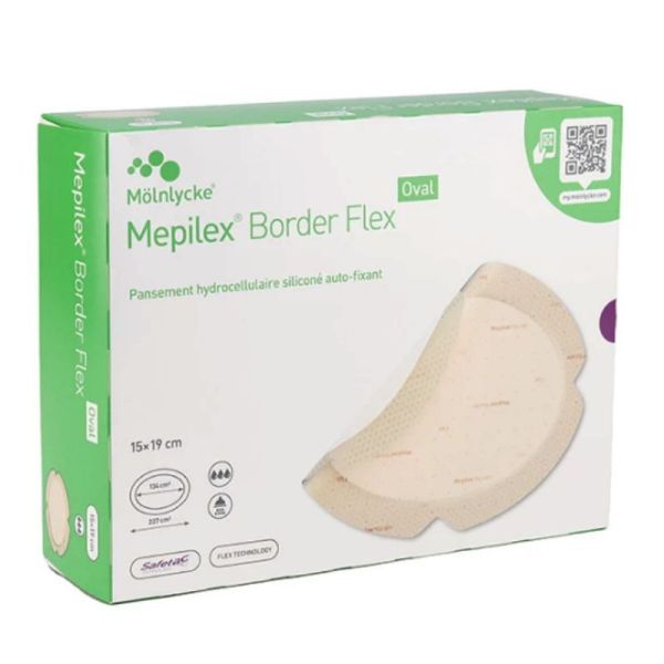 Mepilex Border Flex Oval pansement hydrocellulaire 15X19cm 16 pansements