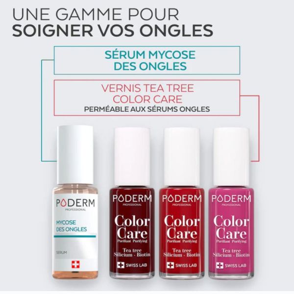 Poderm Color Care vernis à ongles soin et tea tree rouge noir 8ml