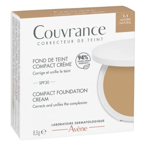 Couvrance Fond de Teint Compact Teinte 1.1 Naturel SPF30 8,5 g