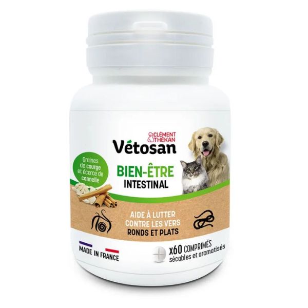 Clement-Thekan Vétosan Anti-Vers Chien et Chat 60 comprimé