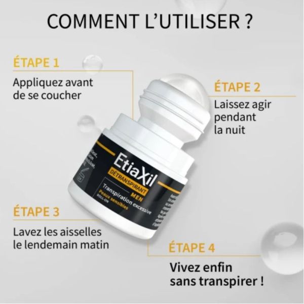Etiaxil détranspirant déodorant Men roll-on aisselles peaux sensibles 15ml