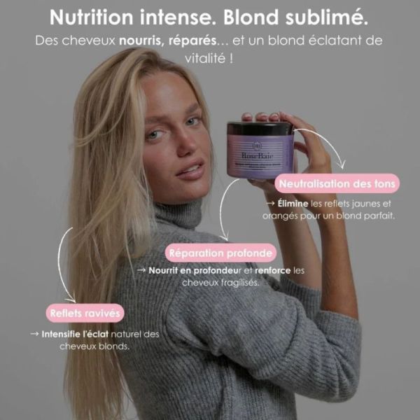 RoseBaie Masque Violet anti-reflets pour cheveux blond & blanc 500ml