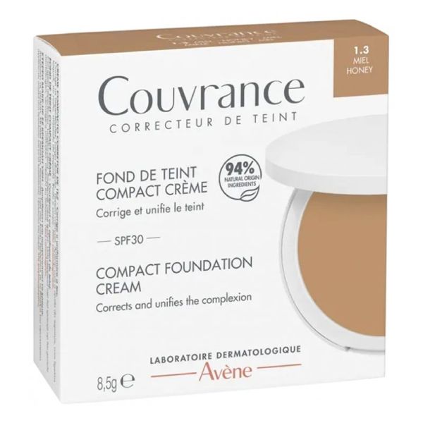 Couvrance Fond de Teint Compact teinte 1.3 Miel SPF30 8,5 g