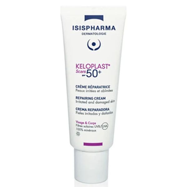 Isispharma Keloplast crème réparatrice protectrice scars spf50+ peaux irritées et abimées 40ml