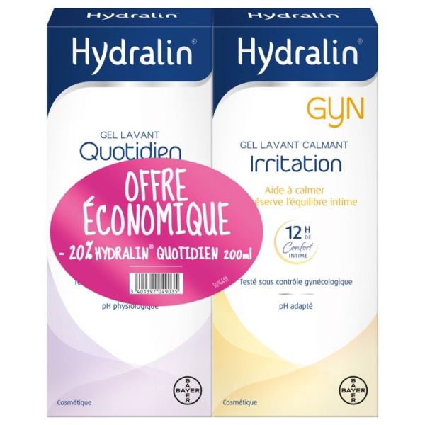Hydralin Gyn gel lavant calmant irritation 200 ml + gel lavant quotidien 200 ml -20%
