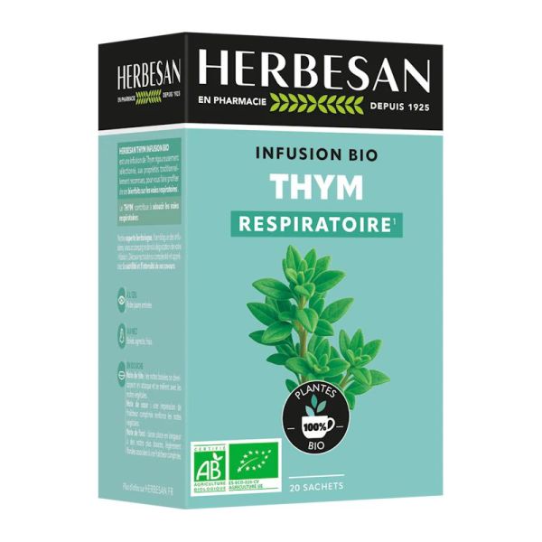 Herbesan Infusion Thym Respiration Bio 20 Sachets