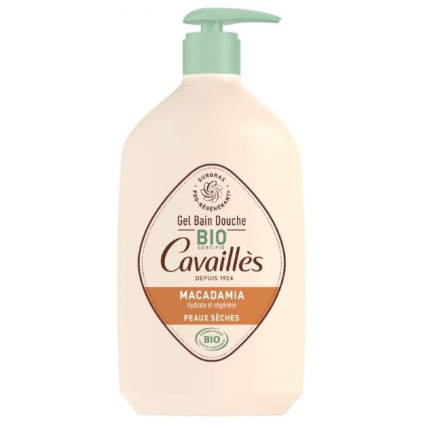 Cavaillès gel bain douche peaux sèches macadamia bio 1 litre