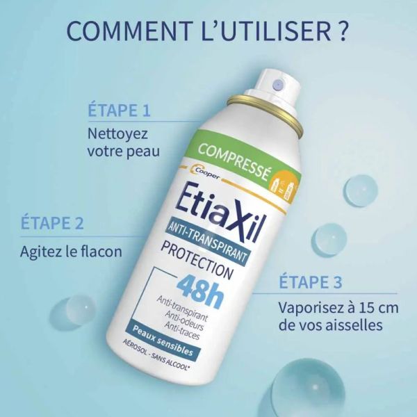 Etiaxil anti-transpirant aérosol compressé protection 48h peaux sensibles 100ml
