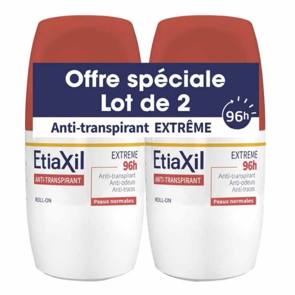 Etiaxil anti-transpirant Extrême 96H roll-on  2x50ml