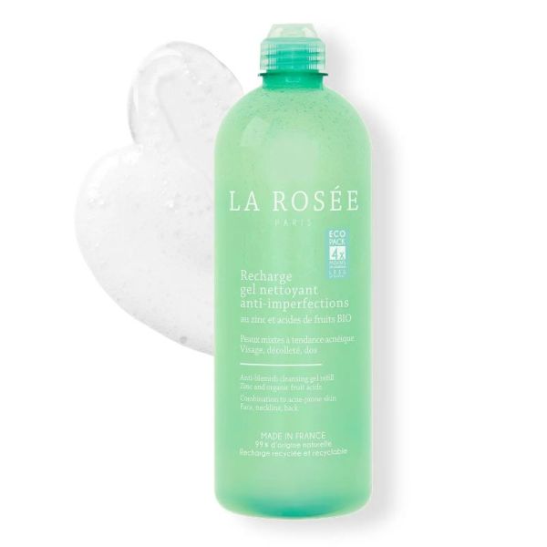 La Rosée recharge gel nettoyant anti imperfections 400ml
