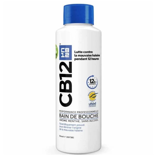 CB12 bain de bouche 12h d'haleine fraîche qans alcool arôme menthe 500 ml
