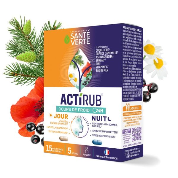 Sante Verte ActiRub coups de froid jour et nuit 15 comprimés sécables