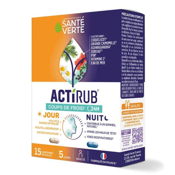 Sante Verte ActiRub coups de froid jour et nuit 15 comprimés sécables